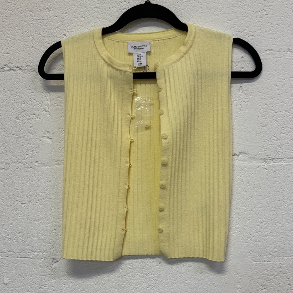 NWT Song of Style Light Yellow Buttoned Knit Top